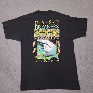 Vintage Fast Breakers‎ T Shirt Mens Medium Black Graphic Single Stitch Surfing